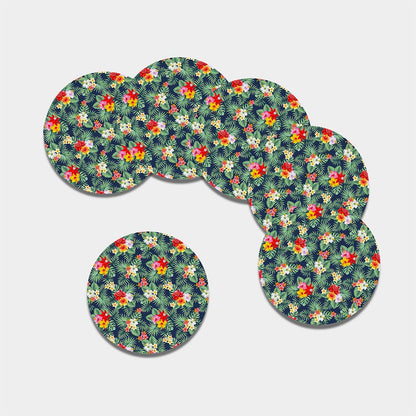 Summer Tropical Hawaii Pattern Print Leather Coaster Set
