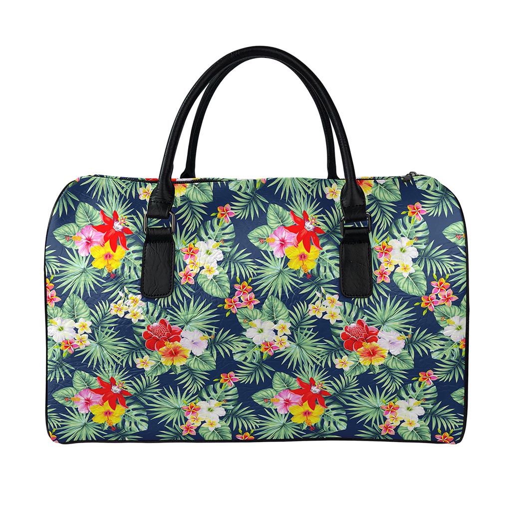 Summer Tropical Hawaii Pattern Print Leather Duffle Bag