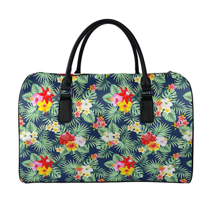 Summer Tropical Hawaii Pattern Print Leather Duffle Bag
