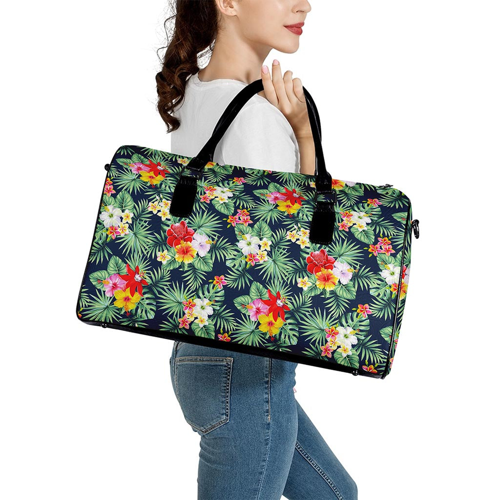 Summer Tropical Hawaii Pattern Print Leather Duffle Bag