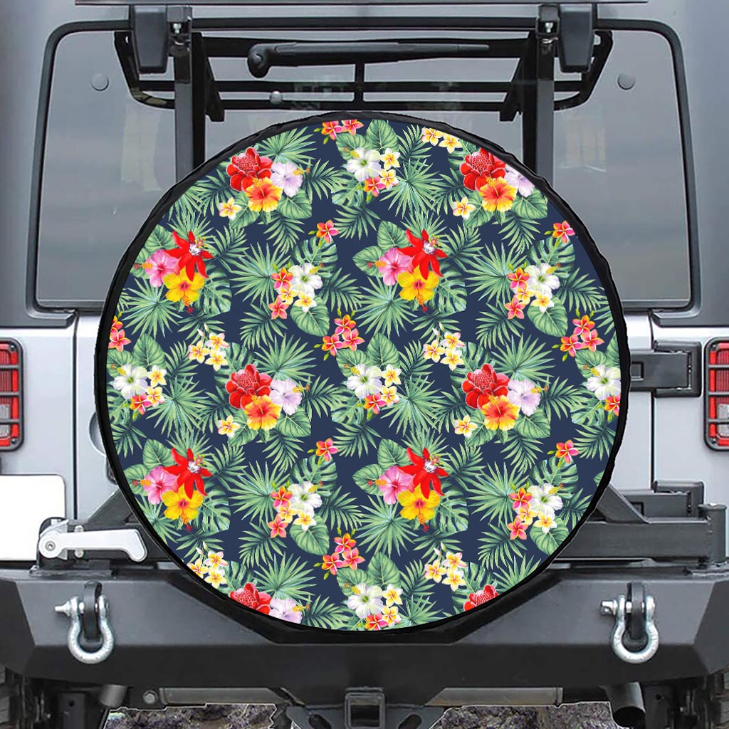 Summer Tropical Hawaii Pattern Print Leather Spare Tire Cover