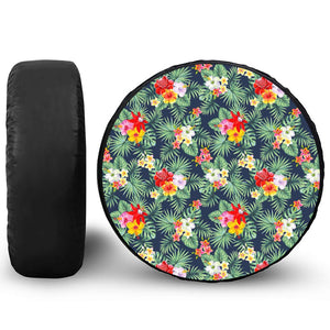 Summer Tropical Hawaii Pattern Print Leather Spare Tire Cover