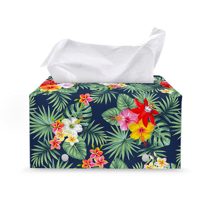 Summer Tropical Hawaii Pattern Print Leather Tissue Box Cover