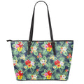 Summer Tropical Hawaii Pattern Print Leather Tote Bag With Zipper
