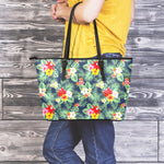 Summer Tropical Hawaii Pattern Print Leather Tote Bag