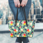 Summer Tropical Hawaii Pattern Print Leather Tote Bag