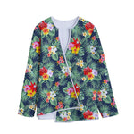 Summer Tropical Hawaii Pattern Print Long Sleeve Short Coat