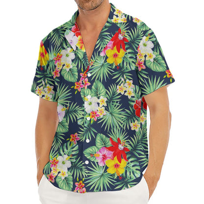 Summer Tropical Hawaii Pattern Print Men's Deep V-Neck Shirt