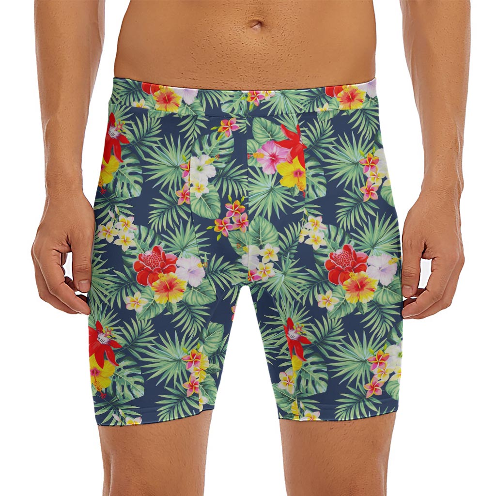Summer Tropical Hawaii Pattern Print Men's Long Boxer Briefs