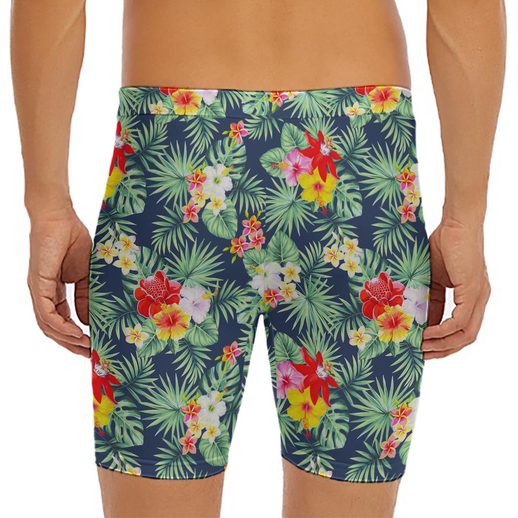 Summer Tropical Hawaii Pattern Print Men's Long Boxer Briefs