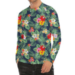 Summer Tropical Hawaii Pattern Print Men's Long Sleeve Rash Guard