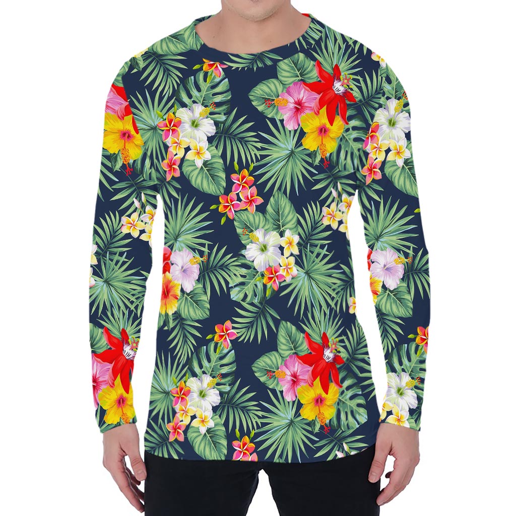 Summer Tropical Hawaii Pattern Print Men's Long Sleeve T-Shirt