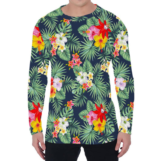 Summer Tropical Hawaii Pattern Print Men's Long Sleeve T-Shirt