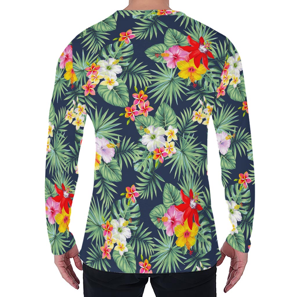 Summer Tropical Hawaii Pattern Print Men's Long Sleeve T-Shirt