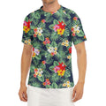 Summer Tropical Hawaii Pattern Print Men's Short Sleeve Rash Guard