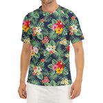 Summer Tropical Hawaii Pattern Print Men's Short Sleeve Rash Guard
