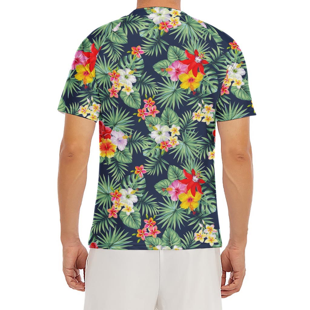 Summer Tropical Hawaii Pattern Print Men's Short Sleeve Rash Guard