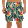 Summer Tropical Hawaii Pattern Print Men's Split Running Shorts