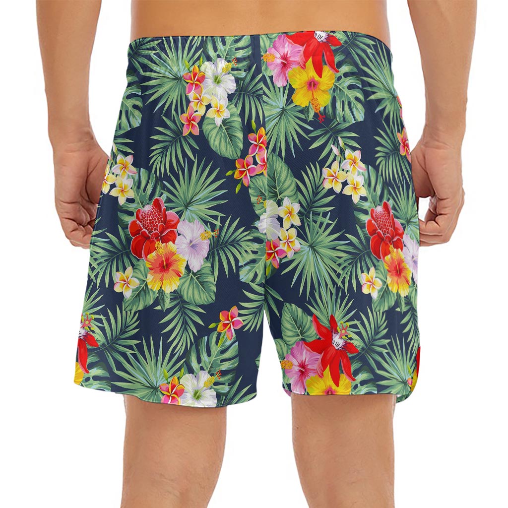 Summer Tropical Hawaii Pattern Print Men's Split Running Shorts