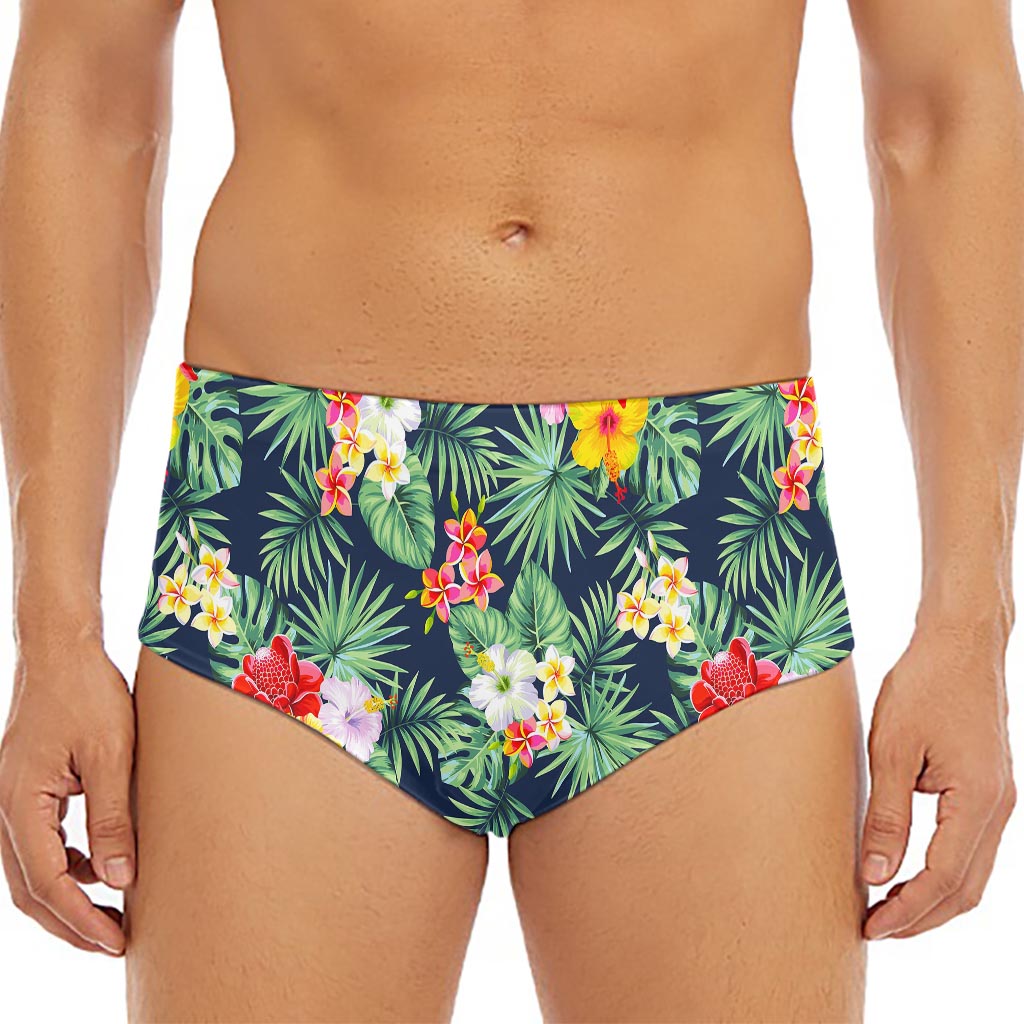 Summer Tropical Hawaii Pattern Print Men's Triangle Swim Briefs