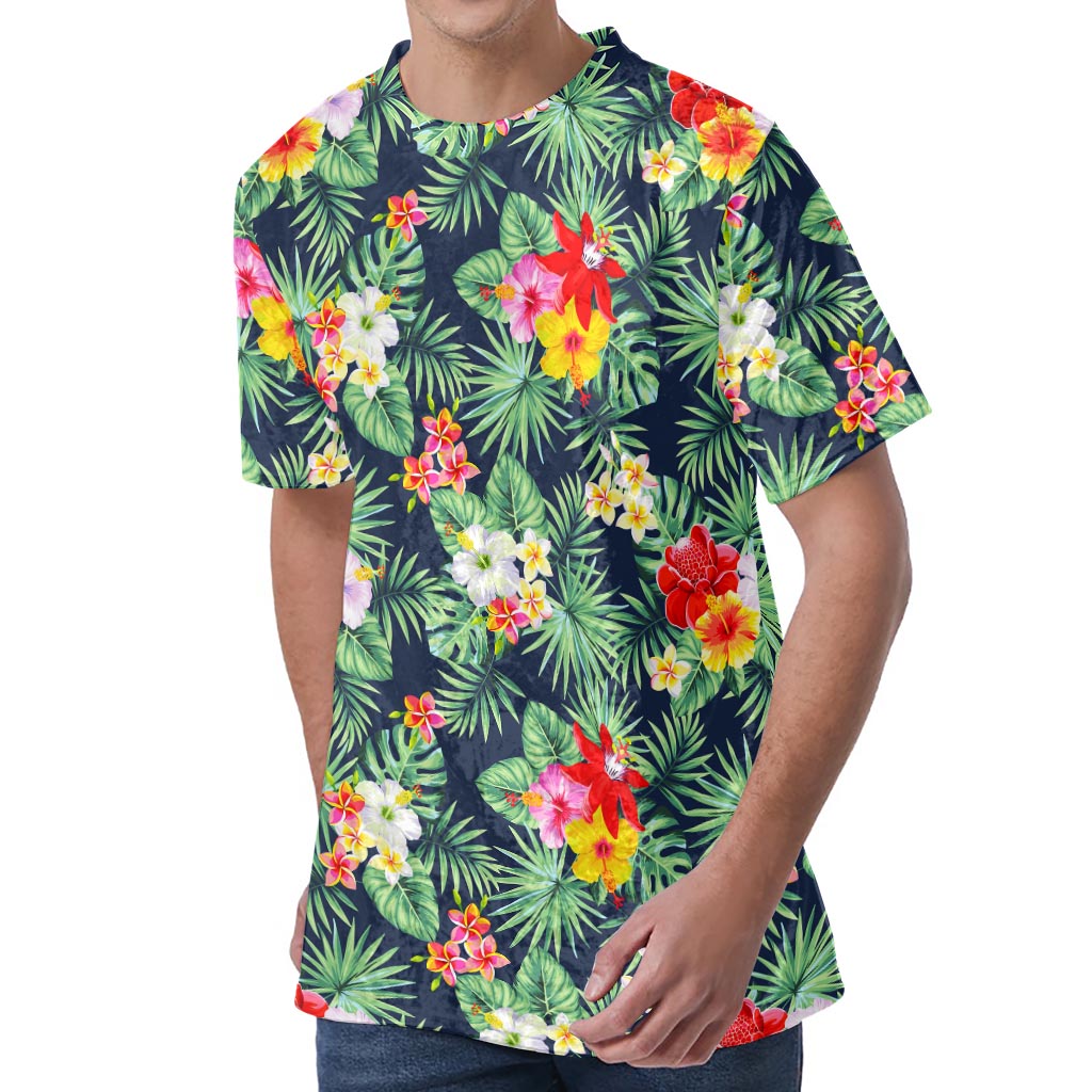 Summer Tropical Hawaii Pattern Print Men's Velvet T-Shirt