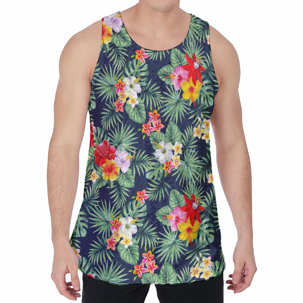 Summer Tropical Hawaii Pattern Print Men's Velvet Tank Top