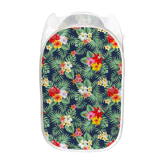 Summer Tropical Hawaii Pattern Print Mesh Laundry Hamper