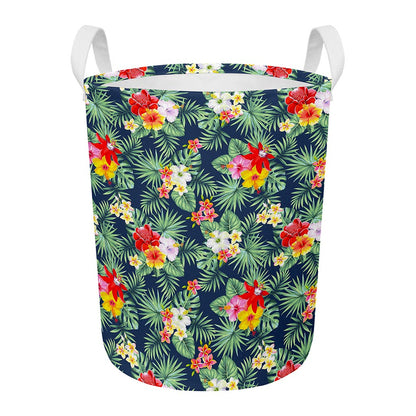 Summer Tropical Hawaii Pattern Print Round Laundry Basket