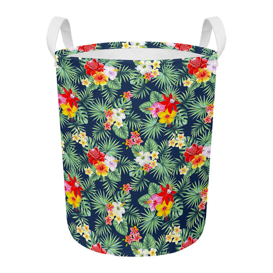 Summer Tropical Hawaii Pattern Print Round Laundry Basket