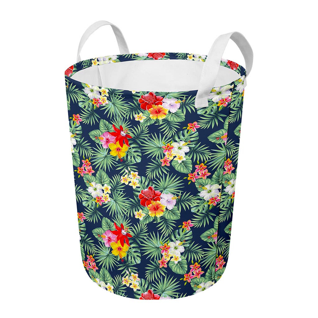 Summer Tropical Hawaii Pattern Print Round Laundry Basket
