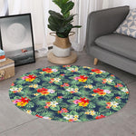 Summer Tropical Hawaii Pattern Print Round Rug