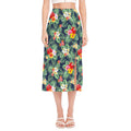 Summer Tropical Hawaii Pattern Print Side Slit Midi Skirt