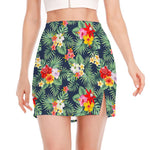 Summer Tropical Hawaii Pattern Print Side Slit Mini Skirt