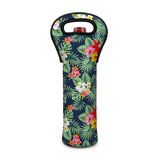 Summer Tropical Hawaii Pattern Print Single Neoprene Wine Tote