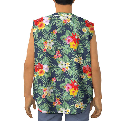 Summer Tropical Hawaii Pattern Print Sleeveless Baseball Jersey