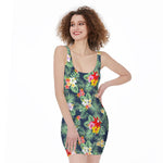 Summer Tropical Hawaii Pattern Print Sleeveless Bodycon Dress