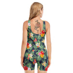 Summer Tropical Hawaii Pattern Print Sleeveless One Piece Swimsuit