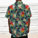 Summer Tropical Hawaii Pattern Print Textured Short Sleeve Shirt