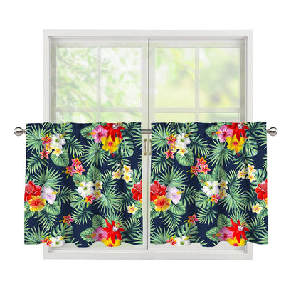 Summer Tropical Hawaii Pattern Print Tier Curtains