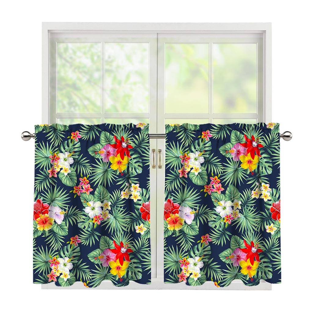 Summer Tropical Hawaii Pattern Print Tier Curtains