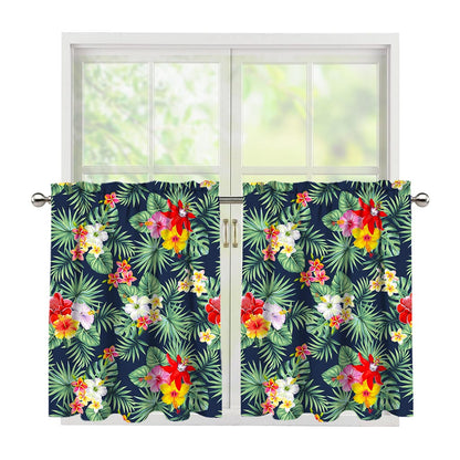 Summer Tropical Hawaii Pattern Print Tier Curtains