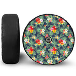 Summer Tropical Hawaii Pattern Print Tire Cover With Camera Hole