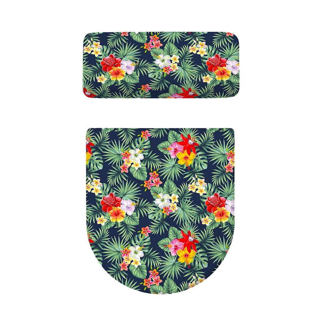 Summer Tropical Hawaii Pattern Print Toilet Lid And Tank Cover Set