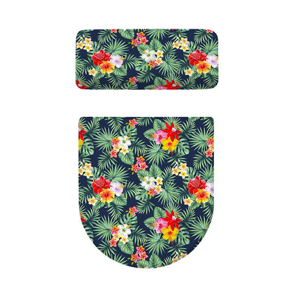 Summer Tropical Hawaii Pattern Print Toilet Lid And Tank Cover Set