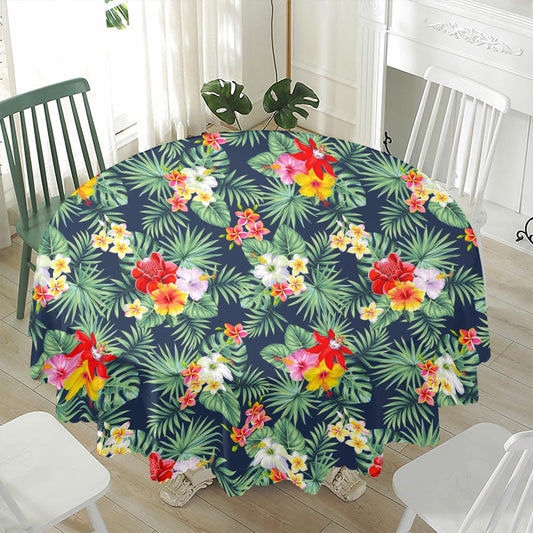 Summer Tropical Hawaii Pattern Print Waterproof Round Tablecloth