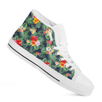 Summer Tropical Hawaii Pattern Print White High Top Sneakers
