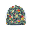 Summer Tropical Hawaii Pattern Print White Mesh Trucker Hat