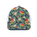 Summer Tropical Hawaii Pattern Print White Mesh Trucker Cap
