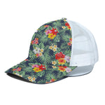 Summer Tropical Hawaii Pattern Print White Mesh Trucker Cap