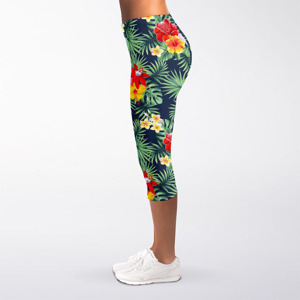 Summer Tropical Hawaii Pattern Print Women's Capri Leggings